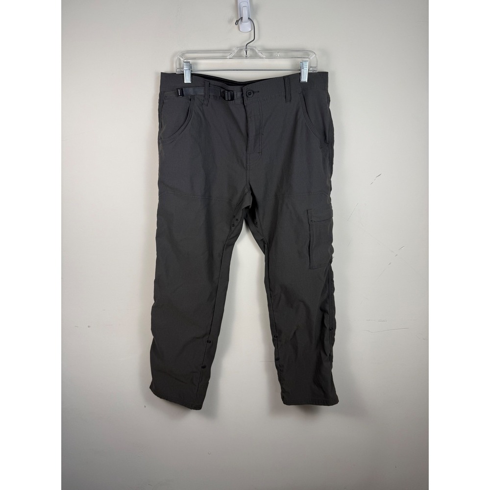 Prana Zion Relaxed Fit Cargo Pants Mens 34x30 Gray Hiking Outdoor Belted Trouser - Picture 1 of 5